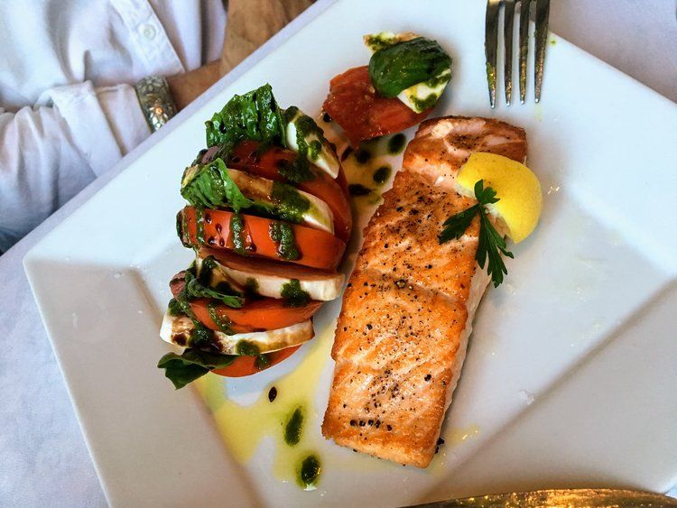 Salmon with tomato and mozzarella at The Charlotte