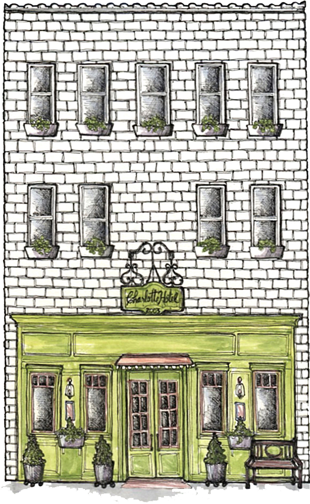 Pen drawing of The Charlotte Hotel facade